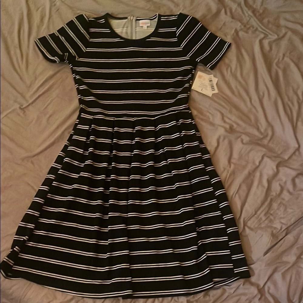 Black and White Striped Kids Dress